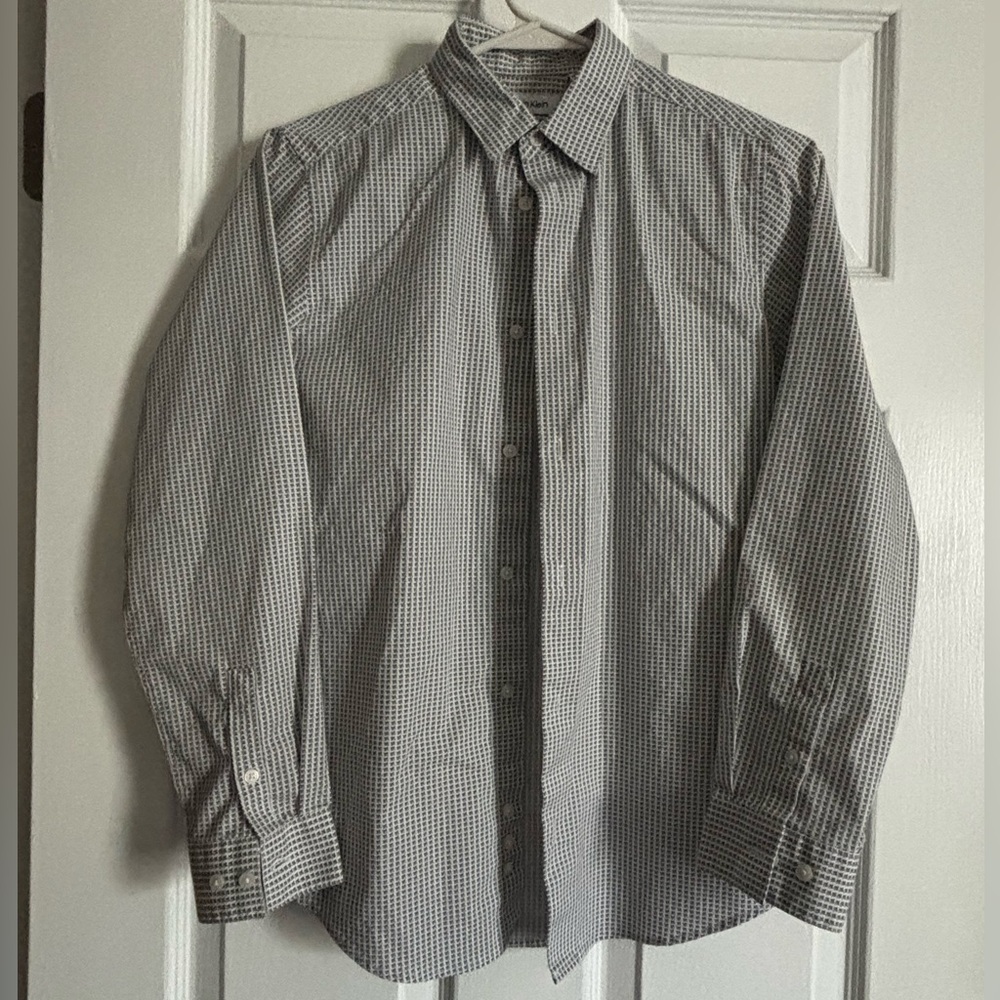 Calvin Klein Dark Gray and White Gingham Shirt